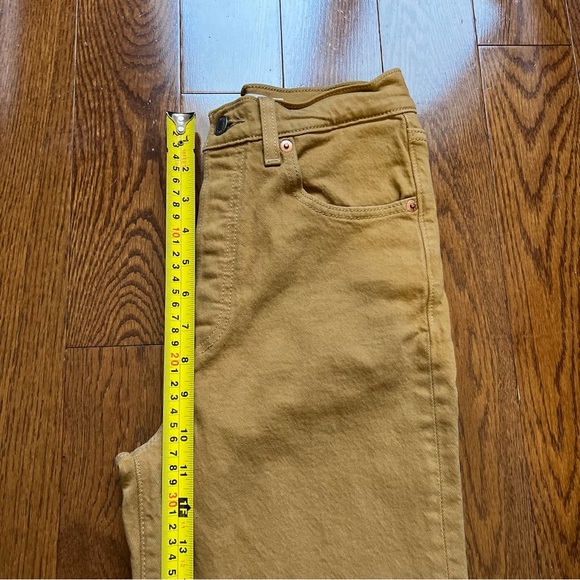 Levi's Ribcage High-Waist Straight Leg Ankle Denim Jeans Mustard Brown - W25 L27 - Picture 14 of 16
